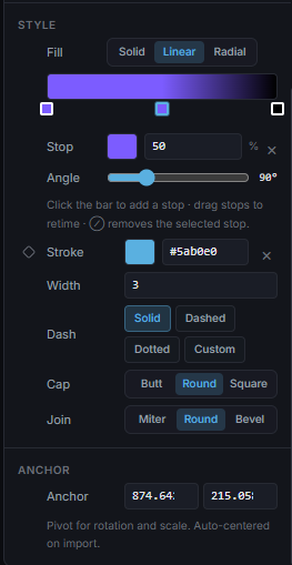 the gradient editor with multiple stops.