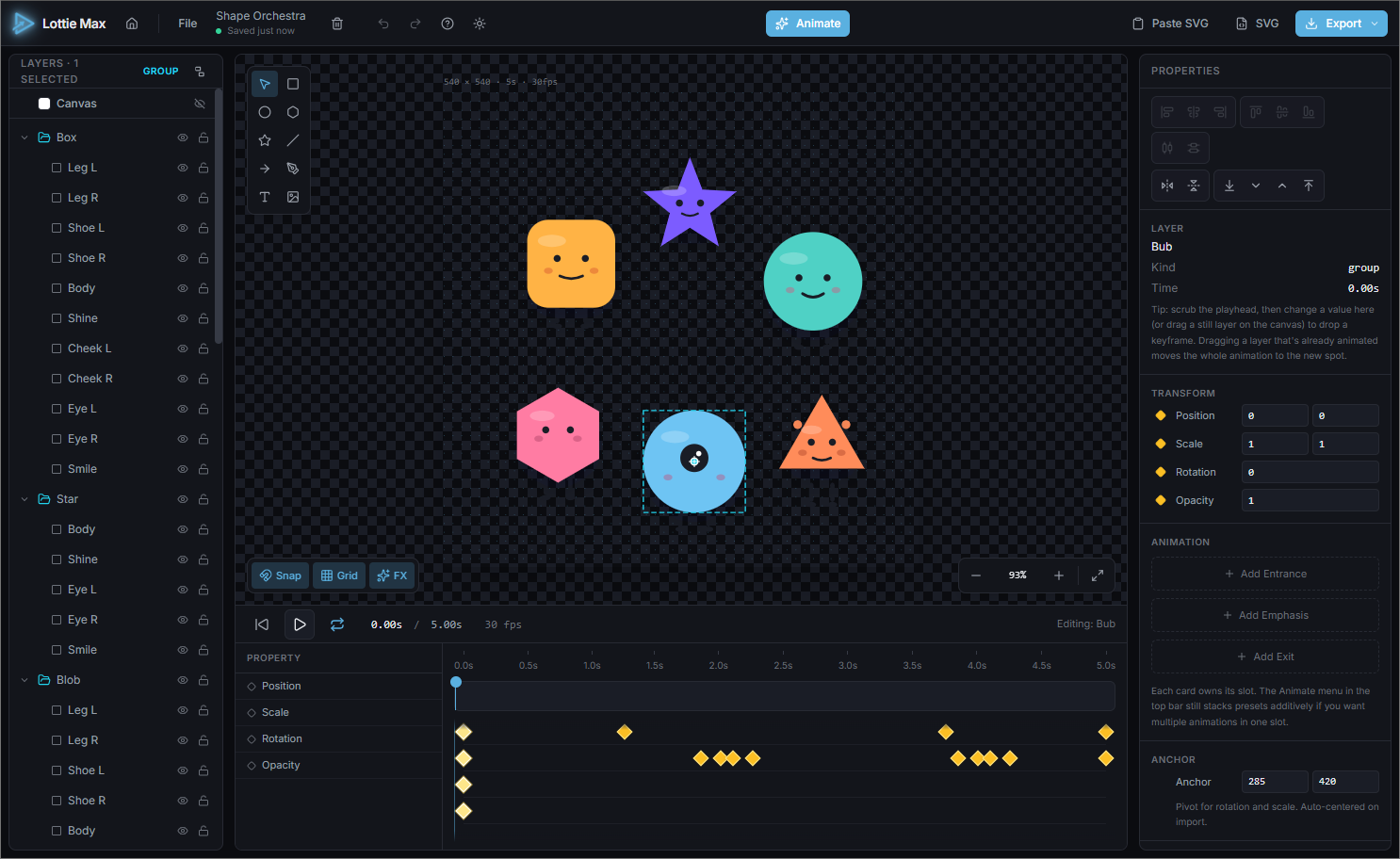 the full studio with a simple shape selected.